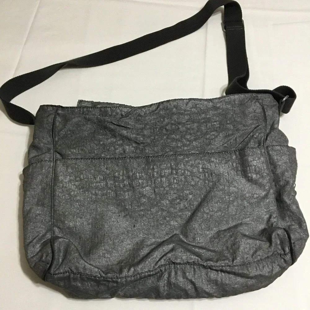 Kipling Messenger Bag Unisex Gray Metallic Crinkle Nylon Crossbody